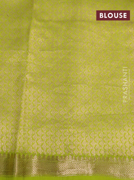 Pure banarasi katan silk saree fluorescent green with zari woven floral buttas and zari woven border