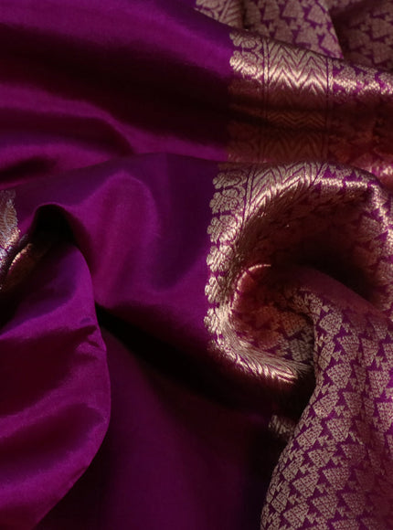 Pure banarasi katan silk saree purple with zari woven floral buttas and zari woven border