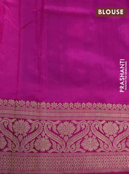 Pure banarasi katan silk saree green and pink with copper zari woven buttas and zari woven border