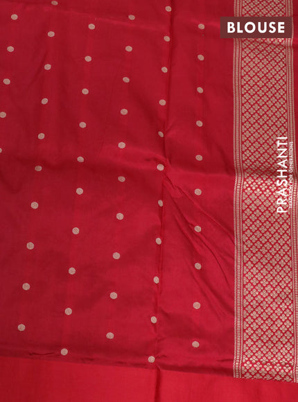 Pure banarasi katan silk saree purple and red with allover zari woven buttas and copper zari woven border