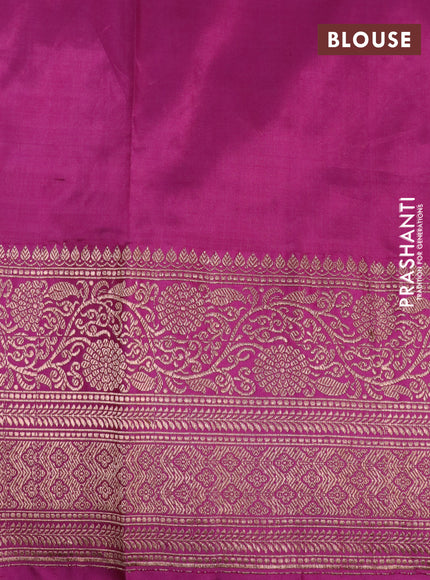 Pure banarasi katan silk saree yellow and pink with allover zari woven buttas and copper zari woven border