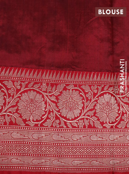 Pure banarasi katan silk saree deep purple and red with zari woven buttas and copper zari woven border