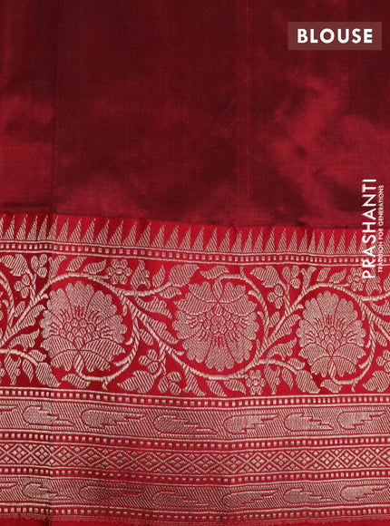 Pure banarasi katan silk saree deep purple and red with zari woven buttas and copper zari woven border