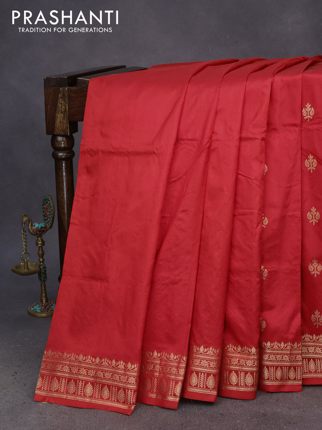 Pure banarasi katan silk saree red with zari woven buttas and zari woven border