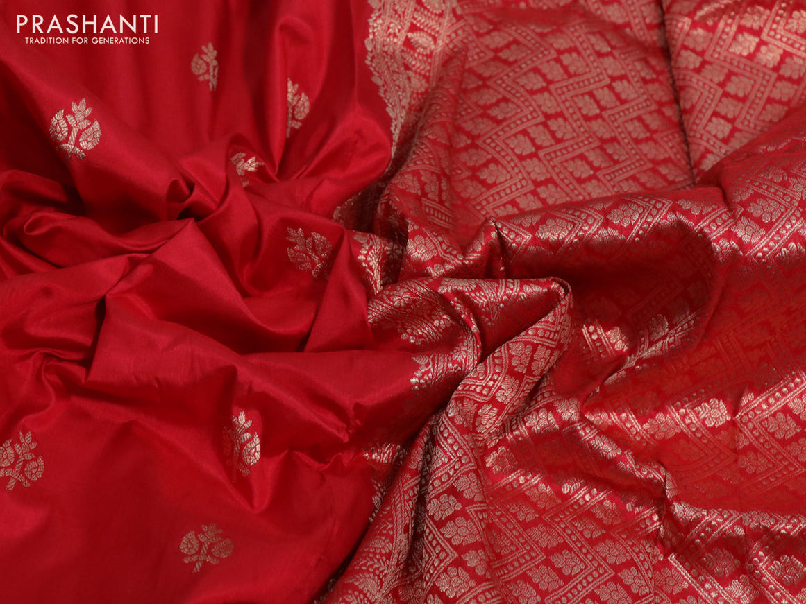 Pure banarasi katan silk saree red with zari woven buttas and zari woven border