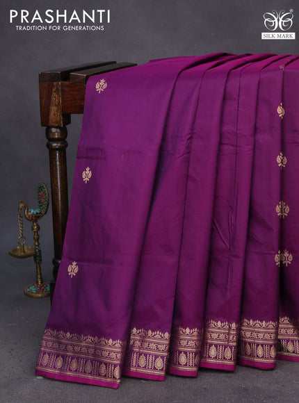 Pure banarasi katan silk saree purple with zari woven buttas and zari woven border