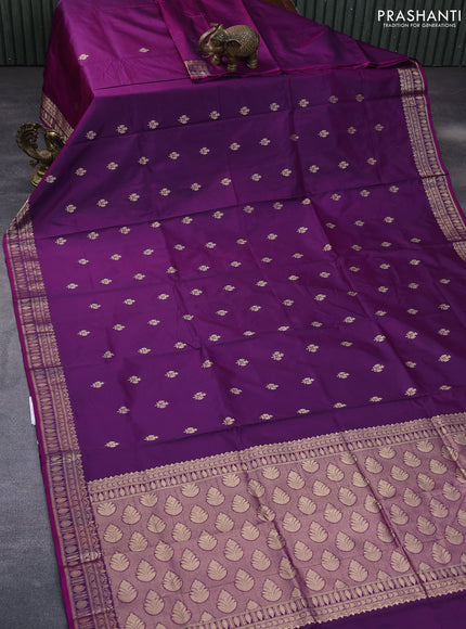 Pure banarasi katan silk saree purple with zari woven buttas and zari woven border