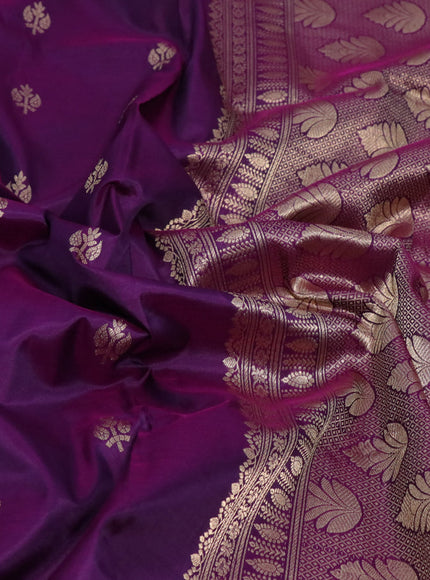 Pure banarasi katan silk saree purple with zari woven buttas and zari woven border