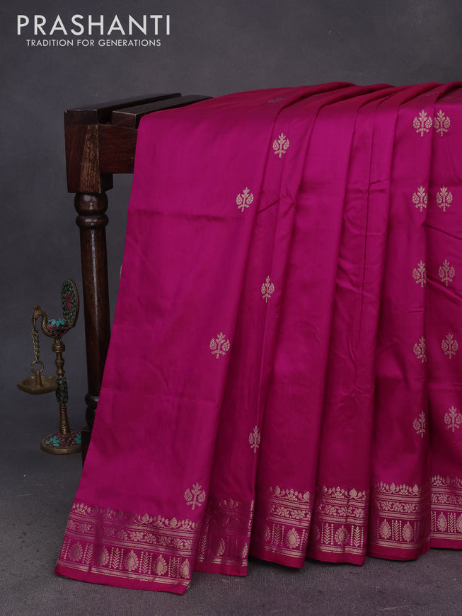 Pure banarasi katan silk saree dual shade of pink with zari woven buttas and zari woven border