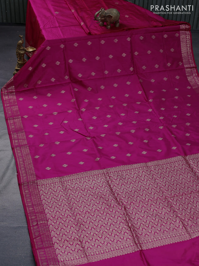 Pure banarasi katan silk saree dual shade of pink with zari woven buttas and zari woven border