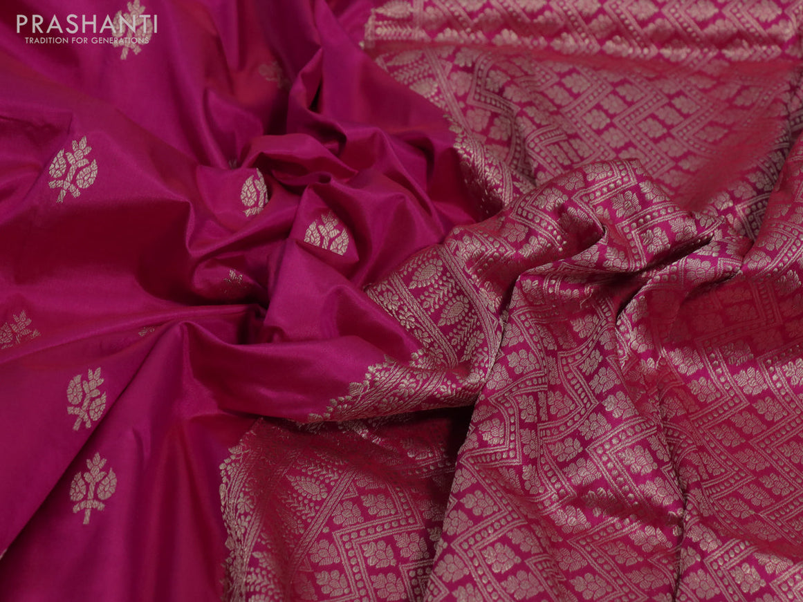 Pure banarasi katan silk saree dual shade of pink with zari woven buttas and zari woven border