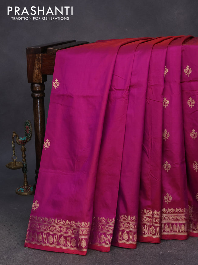 Pure banarasi katan silk saree dual shade of purple with zari woven buttas and zari woven border