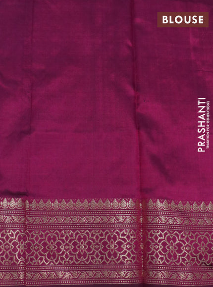 Pure banarasi katan silk saree dark magenta pink with paisley zari woven buttas and zari woven border