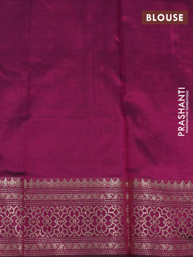 Pure banarasi katan silk saree dark magenta pink with paisley zari woven buttas and zari woven border