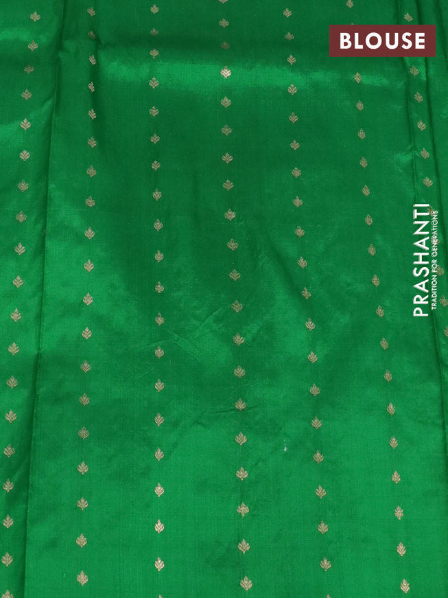 Pure banarasi katan silk saree lime green and green with zari woven buttas and piping border