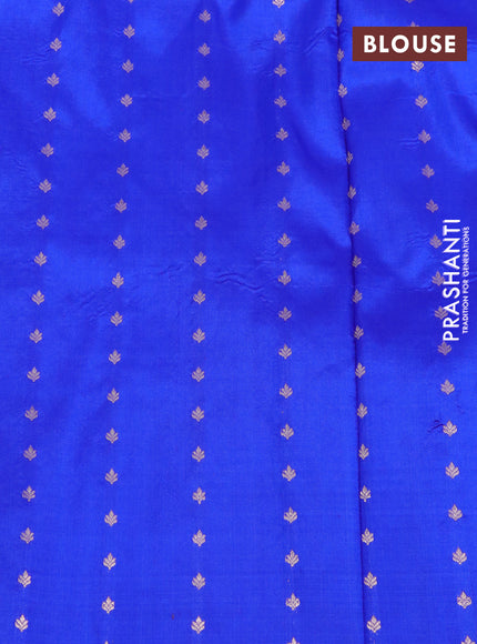 Pure banarasi katan silk saree teal green and royal blue with zari woven buttas and piping border