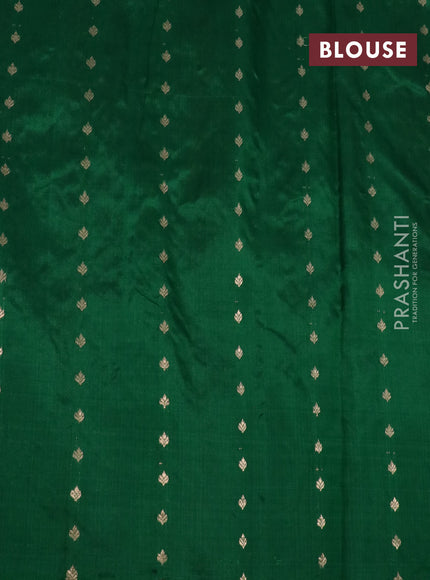 Pure banarasi katan silk saree red and green with zari woven buttas and piping border