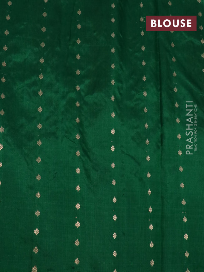 Pure banarasi katan silk saree red and green with zari woven buttas and piping border