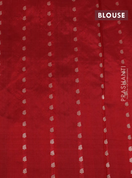 Pure banarasi katan silk saree green and red with zari woven buttas and piping border