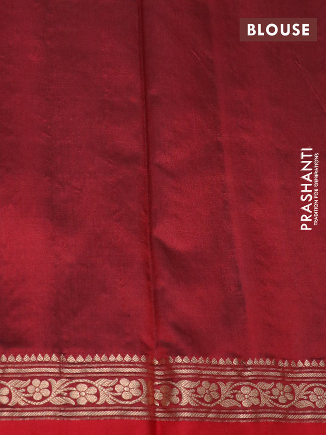 Pure banarasi katan silk saree mehendi green and red with zari woven buttas and zari woven border