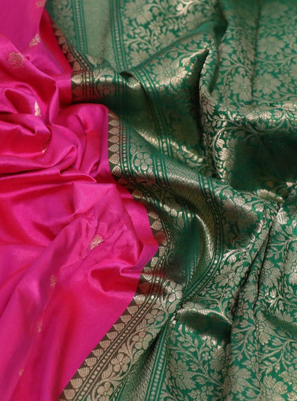 Pure banarasi katan silk saree pink and green with zari woven buttas and zari woven border