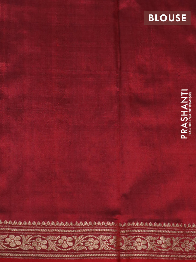 Pure banarasi katan silk saree blue and red with zari woven buttas and zari woven border