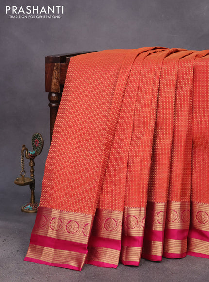 Kanchipuram silk saree red and pink with allover zari woven butta weaves and rettapet zari woven border