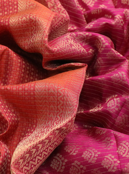 Kanchipuram silk saree red and pink with allover zari woven butta weaves and rettapet zari woven border