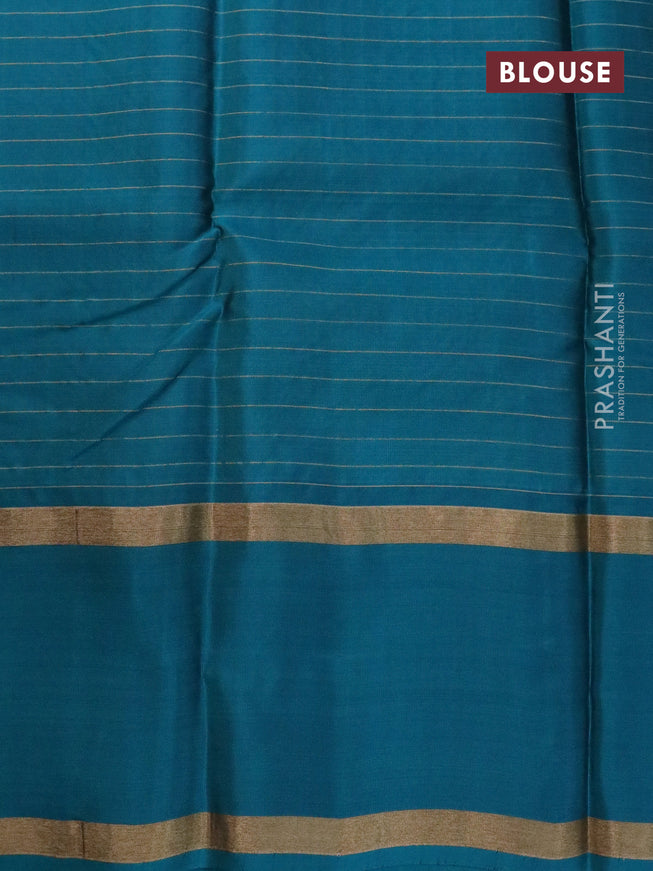 Kanchipuram silk saree chikku shade and teal blue shade with allover zari checked pattern and rettapet zari woven border