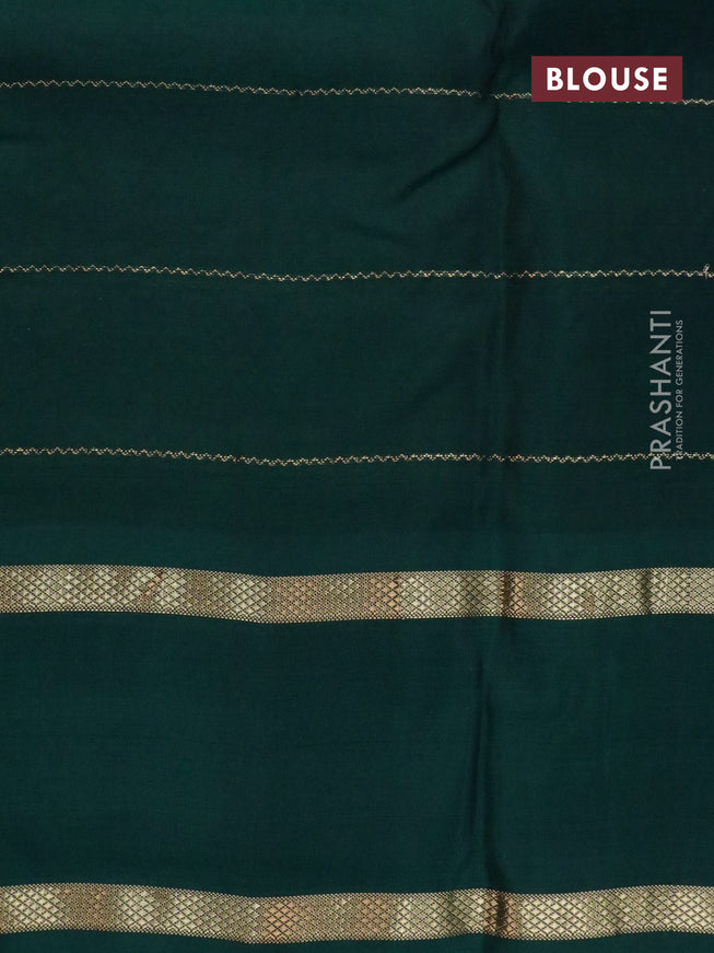 Kanchipuram silk saree grey and bottle green with allover zari weaves & buttas and rettapet zari woven border