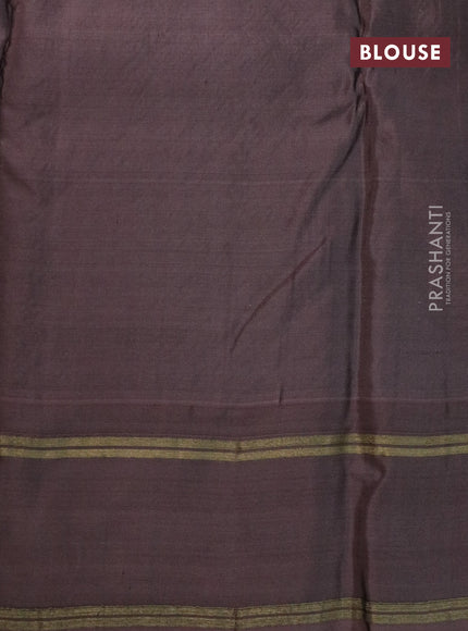 Kanchipuram silk saree elaichi green shade and rosy brown with allover zari woven brocade weaves and rettapet zari woven border