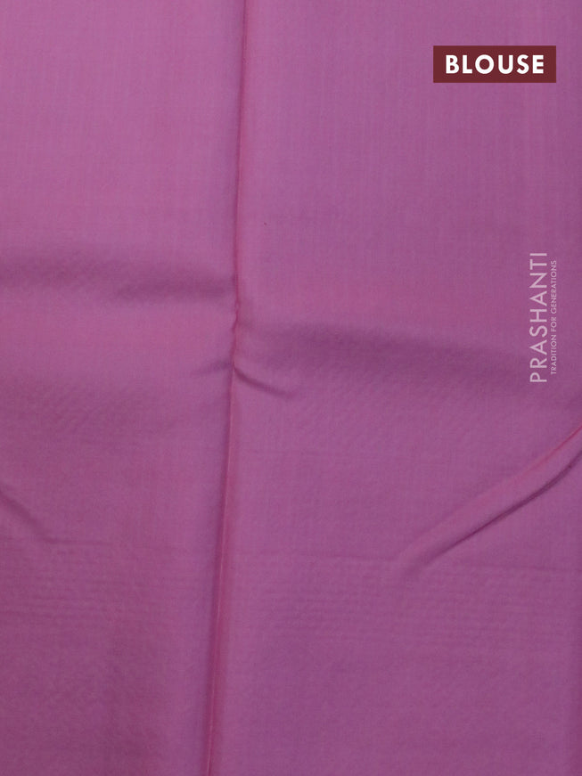 Kanchipuram silk saree blue and light pink with allover zari woven brocade weaves in borderless style