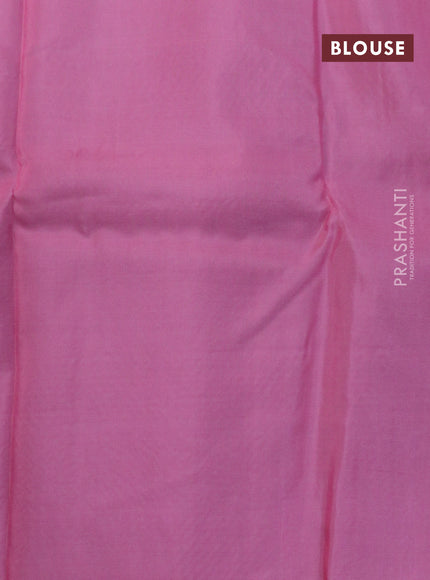 Kanchipuram silk saree pastel green shade and light pink with allover zari woven brocade weaves in borderless style