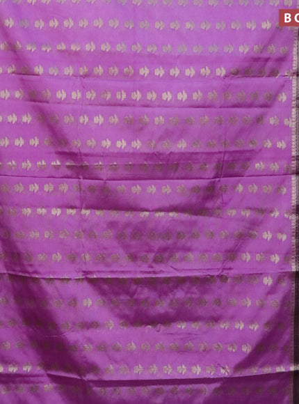 Banarasi semi silk saree lavender shade and violet with zari woven floral buttas and floral zari woven border