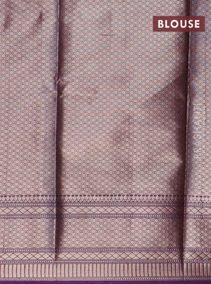 Banarasi semi silk saree lavender shade and violet with zari woven floral buttas and floral zari woven border