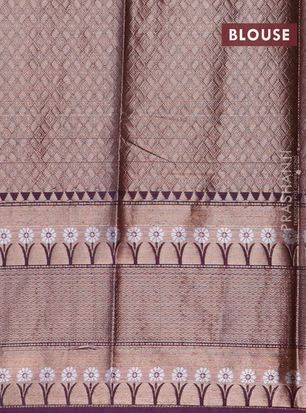 Banarasi semi silk saree pink and deep purple with allover thread & zari woven buttas and long zari woven border