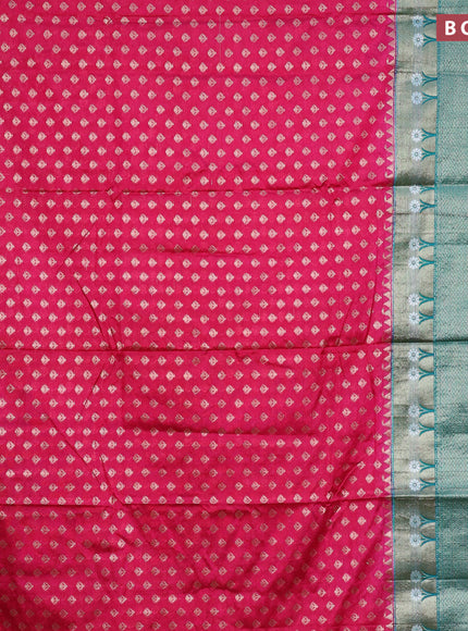 Banarasi semi silk saree pink and teal green shade with allover thread & zari woven buttas and long zari woven border