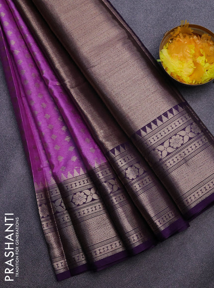 Banarasi semi silk saree lavender shade and violet with allover zari woven butta weaves and woven border