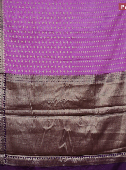 Banarasi semi silk saree lavender shade and violet with allover zari woven butta weaves and woven border