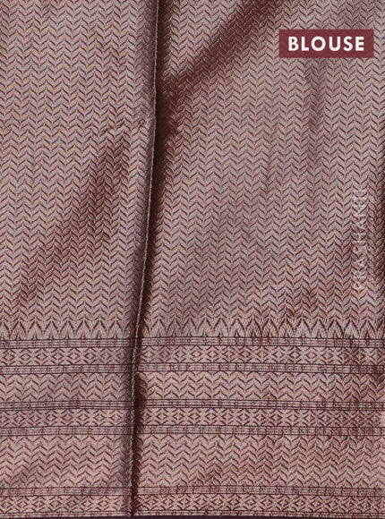 Banarasi semi silk saree pastel grey and deep violet with allover zari woven butta weaves and woven border