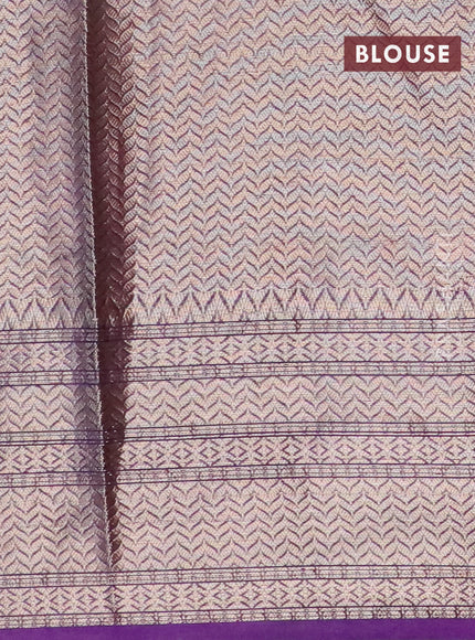 Banarasi semi silk saree light pink and violet with allover zari woven butta weaves and woven border