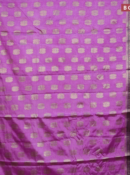 Banarasi semi silk saree lavender and violet with thread & zari woven buttas and woven border