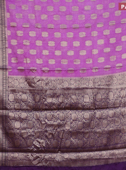 Banarasi semi silk saree lavender and violet with thread & zari woven buttas and woven border