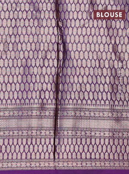 Banarasi semi silk saree lavender and violet with thread & zari woven buttas and woven border