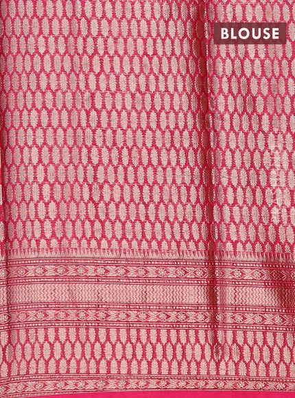 Banarasi semi silk saree lime green and pink with thread & zari woven buttas and woven border