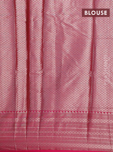 Banarasi semi silk saree peacock green shade and pink with allover thread & zari weaves and zari woven border