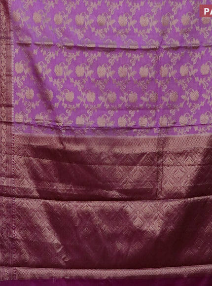 Banarasi semi silk saree lavender and purple with allover thread & zari weaves and zari woven border