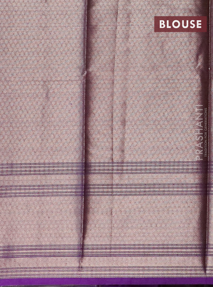 Banarasi semi silk saree pink shade and violet with allover thread & zari woven buttas and long zari woven border