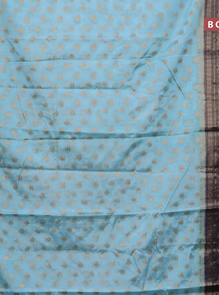 Banarasi semi silk saree light blue and blue with allover thread & zari woven buttas and long zari woven border