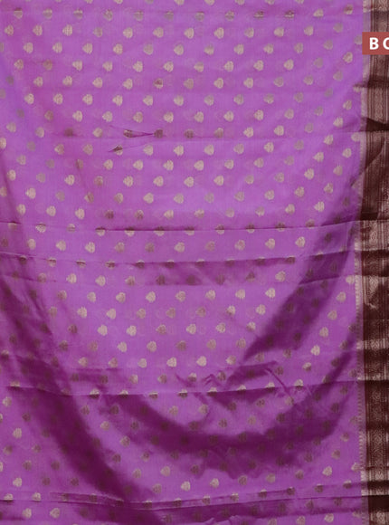 Banarasi semi silk saree lavender shade and wine shade with allover thread & zari woven buttas and long zari woven border